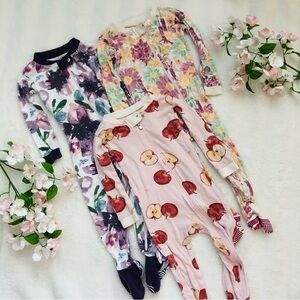 Cute Burt's Bees Baby Zip Up Footed Pajamas, Organic Cotton, Size 18 months